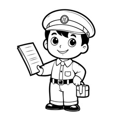 Cute vector illustration MailmanOld drawing for toddlers book