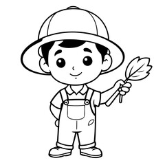 Cute vector illustration Gardner drawing colouring activity