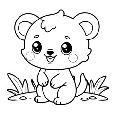 Simple vector illustration of Kawaii for children colouring activity