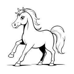 Simple vector illustration of Horse colouring page for kids
