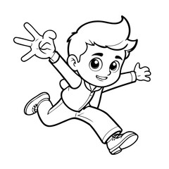 Cute vector illustration Boy doodle black and white for kids page