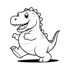 Simple vector illustration of Dino for kids colouring worksheet
