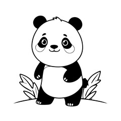 Vector illustration of a cute Panda doodle colouring activity for kids