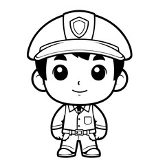 Cute vector illustration Foreman colouring page for kids