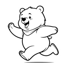 Simple vector illustration of Bear drawing for kids colouring page