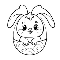 Simple vector illustration of Bunny hand drawn for kids coloring page