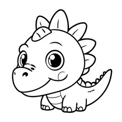 Vector illustration of a cute Dino drawing for colouring page