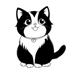 Vector illustration of a cute Kitten doodle colouring activity for kids