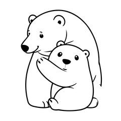 Simple vector illustration of Polarbear outline for colouring page