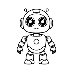 Simple vector illustration of Robot drawing for kids page