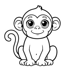 Obraz premium Cute vector illustration Monkey colouring page for kids
