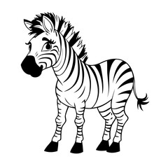 Simple vector illustration of Zebra for toddlers colouring page