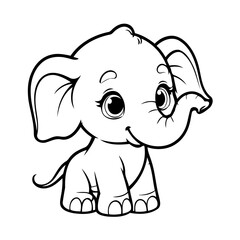 Cute vector illustration Elephant hand drawn for toddlers