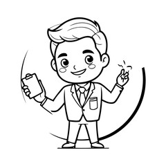 Vector illustration of a cute Man doodle for toddlers coloring activity