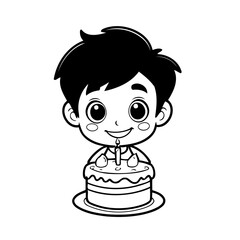 Cute vector illustration Boy drawing for children page