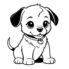 Simple vector illustration of Puppy hand drawn for kids coloring page