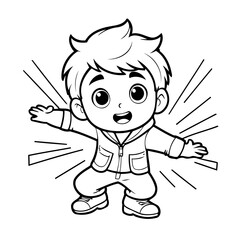 Cute vector illustration Boy for kids colouring worksheet