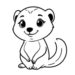 Simple vector illustration of Meerkat drawing for kids page