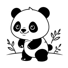 Cute vector illustration Panda for kids coloring activity page