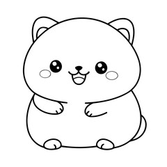 Vector illustration of a cute Kawaii doodle for kids colouring page