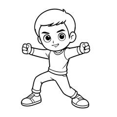 Cute vector illustration Boy colouring page for kids