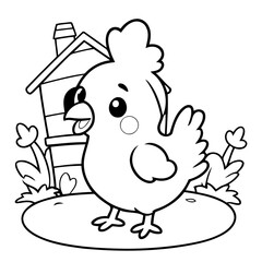 Cute vector illustration Chicken doodle for kids coloring worksheet