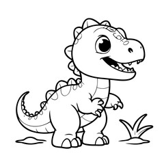 Cute vector illustration Dino for kids colouring worksheet
