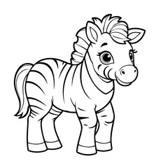 Simple vector illustration of Zebra doodle for toddlers worksheet