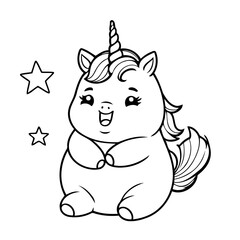 Cute vector illustration Unicorn doodle for children worksheet