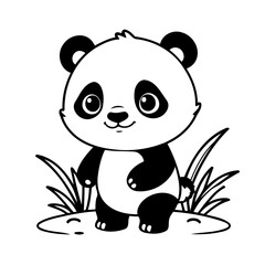 Vector illustration of a cute Panda drawing for toddlers book