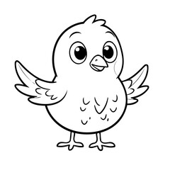 Simple vector illustration of Bird outline for colouring page