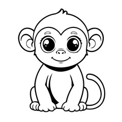Obraz premium Cute vector illustration Monkey drawing for kids colouring activity