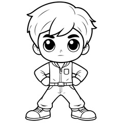 Simple vector illustration of Boy drawing colouring activity