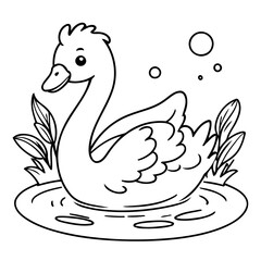 Simple vector illustration of Swan for children colouring activity