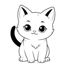 Cute vector illustration Kitten drawing for toddlers coloring activity