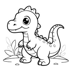 Cute vector illustration Dino doodle for toddlers coloring activity