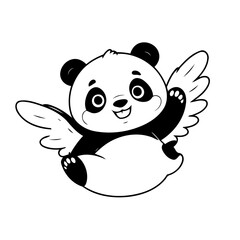 Simple vector illustration of Panda drawing for kids colouring activity