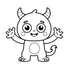 Vector illustration of a cute Monster drawing for toddlers coloring activity