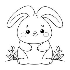 Vector illustration of a cute Bunny doodle for toddlers coloring activity