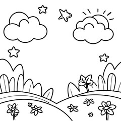 Vector illustration of a cute Sky drawing for toddlers book