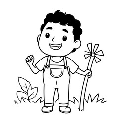 Cute vector illustration Farmer drawing for toddlers book