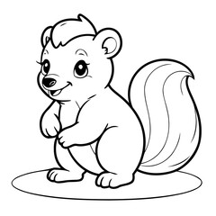Vector illustration of a cute Skunk drawing for toddlers colouring page