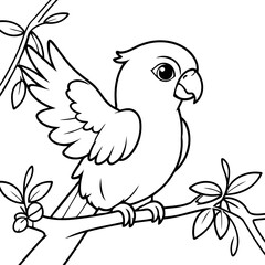 Simple vector illustration of Parrot doodle for toddlers worksheet