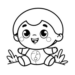 Cute vector illustration Kawaii drawing for toddlers coloring activity