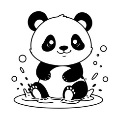 Cute vector illustration Panda drawing colouring activity