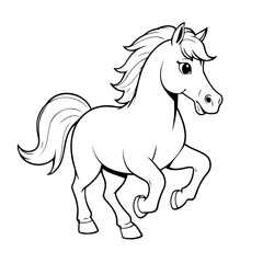 Simple vector illustration of Horse hand drawn for kids coloring page