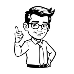 Cute vector illustration Man doodle black and white for kids page