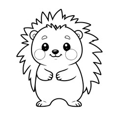 Cute vector illustration Porcupine drawing for colouring page