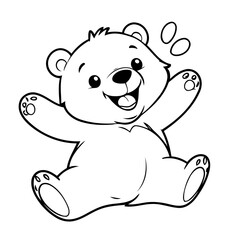 Cute vector illustration Bear drawing for kids colouring page