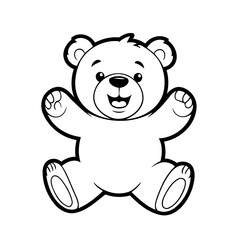 Cute vector illustration Bear drawing for children page